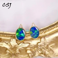 csj 100 natural opal earrings sterling 18k gold origin in australia gemstone diamond for women party birthday gift
