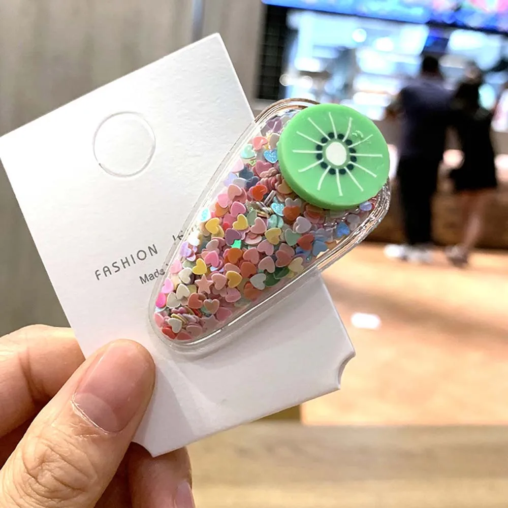 Корейский стиль заколка для волос зыбучий песок прозрачные заколки Дети фрукты