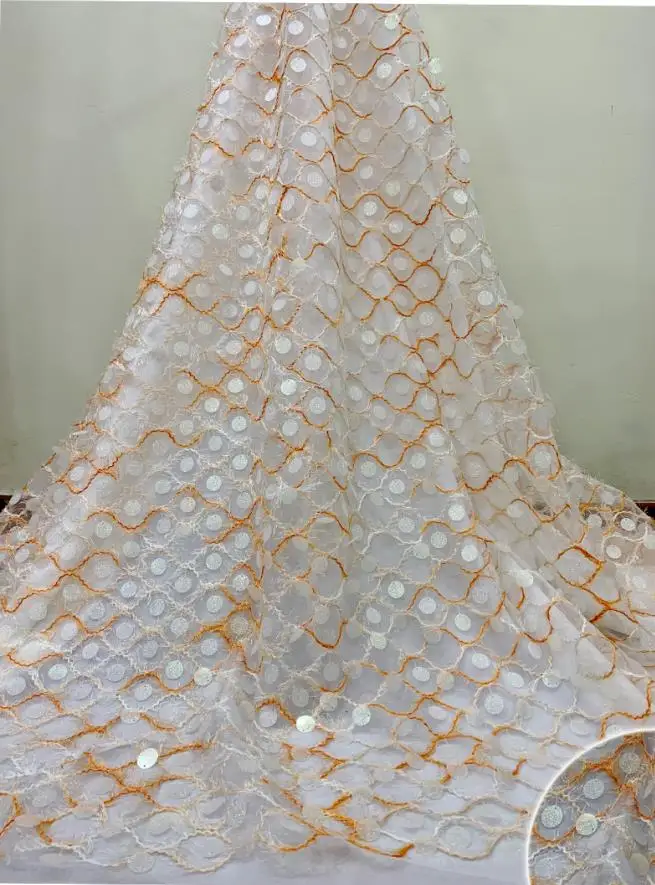 Белый цвет Высокое качество африканская кружевная ткань с блестками 2020