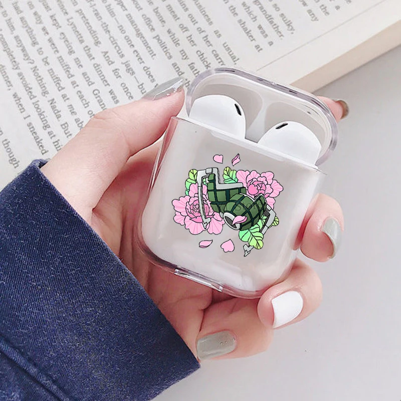 

Bakugo рукавицы с пионами наушники чехол для Apple AirPods 1 2 мягкий прозрачный чехол из материала TPU для Аксессуары для Airpods