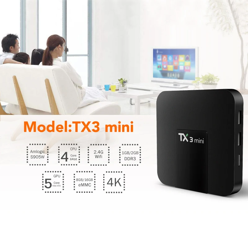 ТВ приставка Android 7 1 четырехъядерный процессор Amlogic S905W TX3 mini 2 ГБ 16 4 ГГц Wi Fi 4K