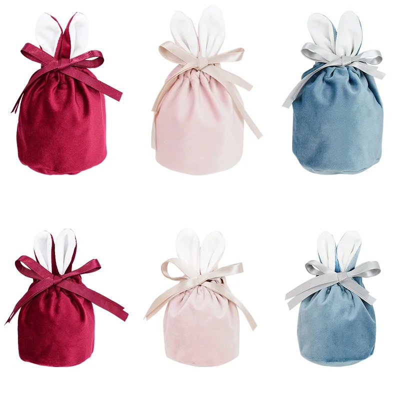 Бархатный мешочек 1P с кроличьими ушками милые мешочки для конфет рисунком