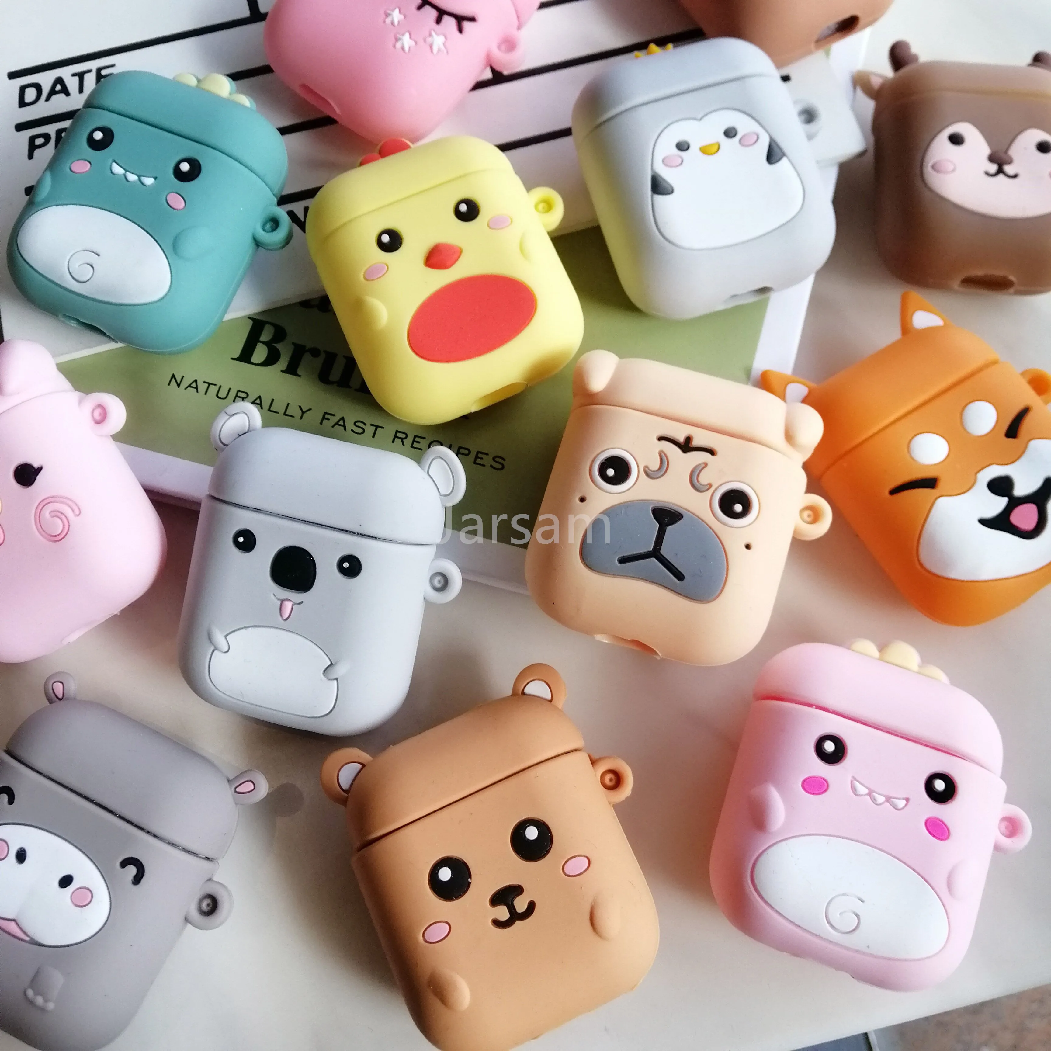 Cute cat Soft Silicone Cases For Airpods 1/2 Protective Bluetooth Wireless Earphone Cover Air Pods Charging Box Bags | Электроника
