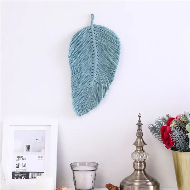 

Hand-woven Cotton Wall Hanging Boho Style Home Decor 2021 Nordic Leaf Tapestry Decoration Decor Bohemian Kawaii Room Decoration
