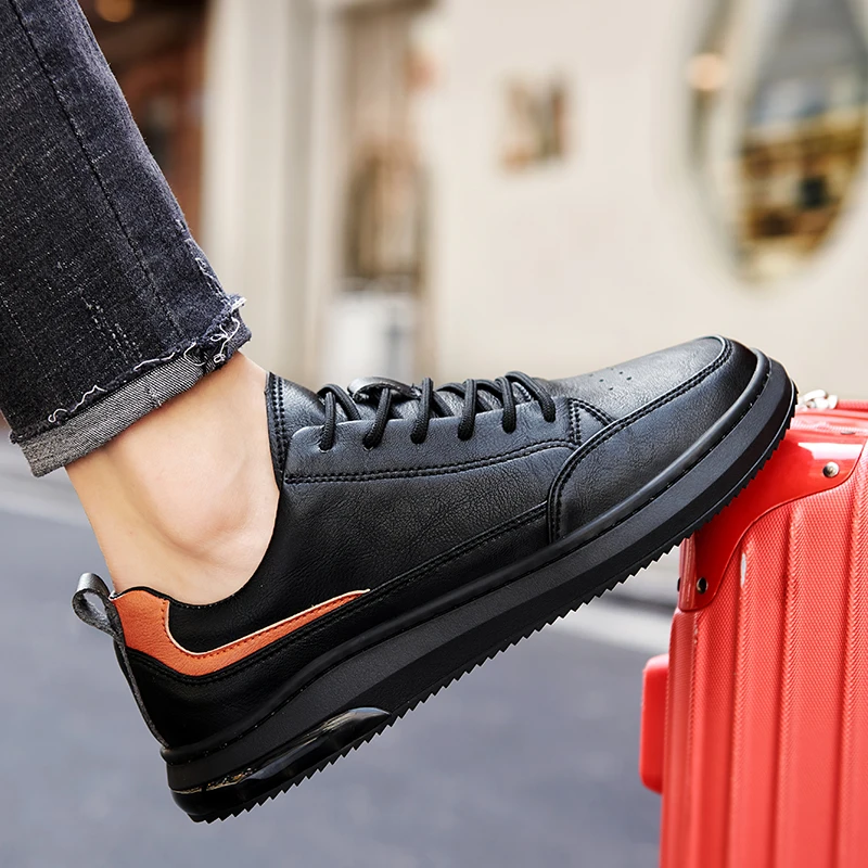 

Male 2021Fashion Casual Light Comfort Flats Shoes Light White Genuine Leather Outdoor Breathable Walking Casual Sneakers