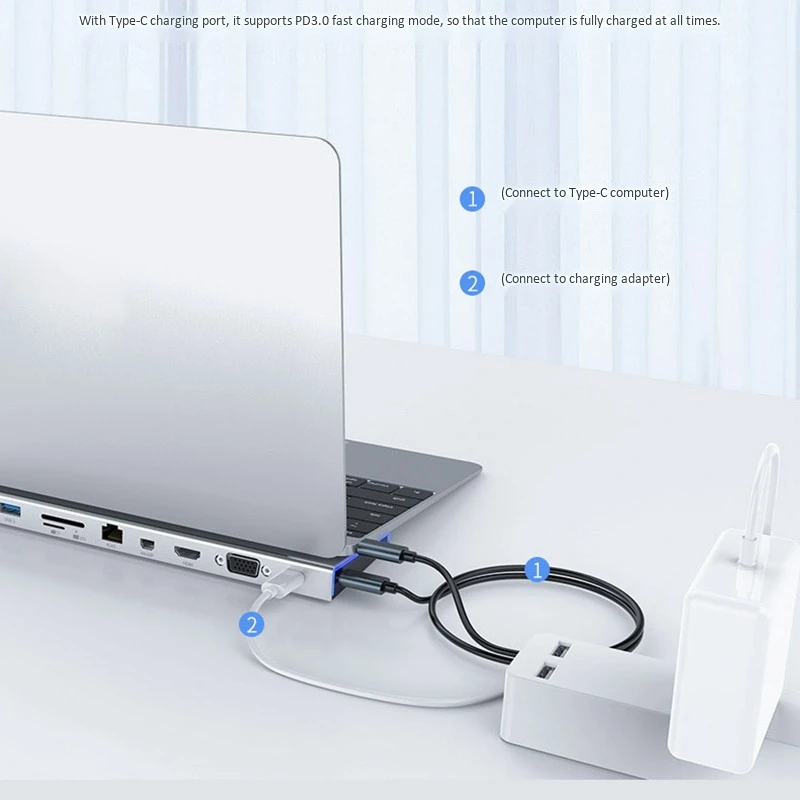 ORICO 9 in 1 USB C HUB, Including Type-Cx1, USB3.0X3, HDMIx1, Mini DPx1, VGAx1, SD/TFx1, Audiox1, for PC Laptop
