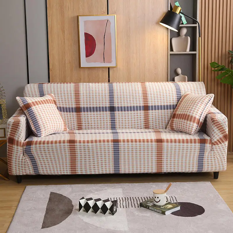 

Elastic Stretch Plaid Printing Sofa Cover for Living Room Sofa Slipcovers All-Inclusive Couch Case Armchair Couch Cover