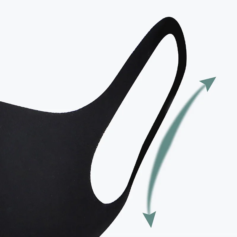 Дышащая моющаяся противопылевая противотуманная маска черного цвета для рта