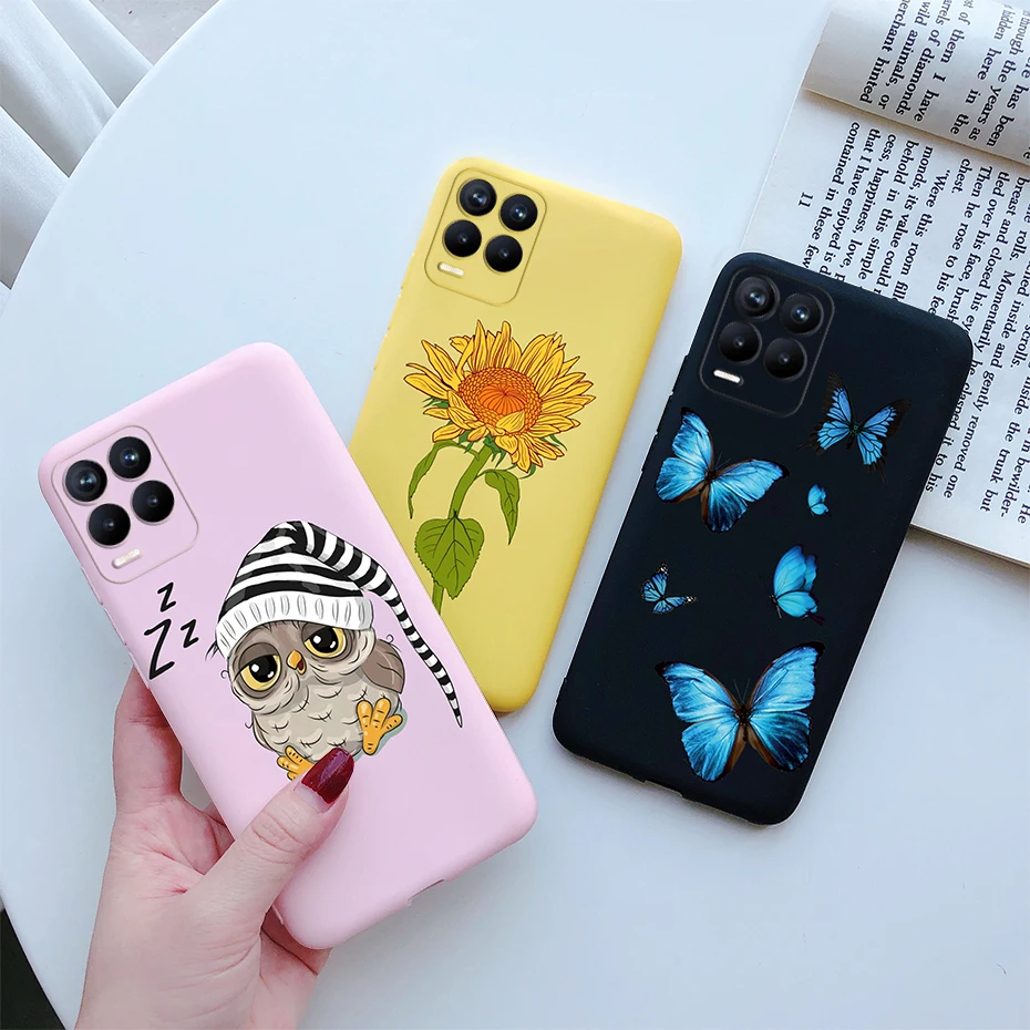 for realme 8 case 6 4 back coque soft silicon flowers phone cover on for oppo realme 8 pro realme8 4g rmx3085 funda bumper case free global shipping