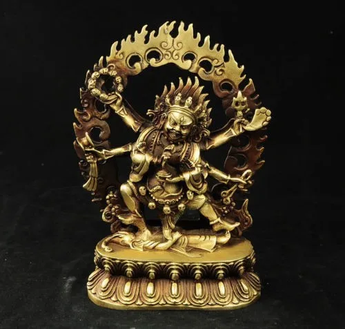 

Tibetan Buddha pure copper Tantric Buddha statue wisdom protector mahagala big black sky six arm King Kong
