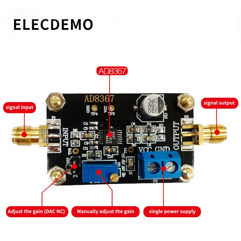 Модуль AD8367 усилитель с изменяемым коэффициентом усиления полоса пропускания 500