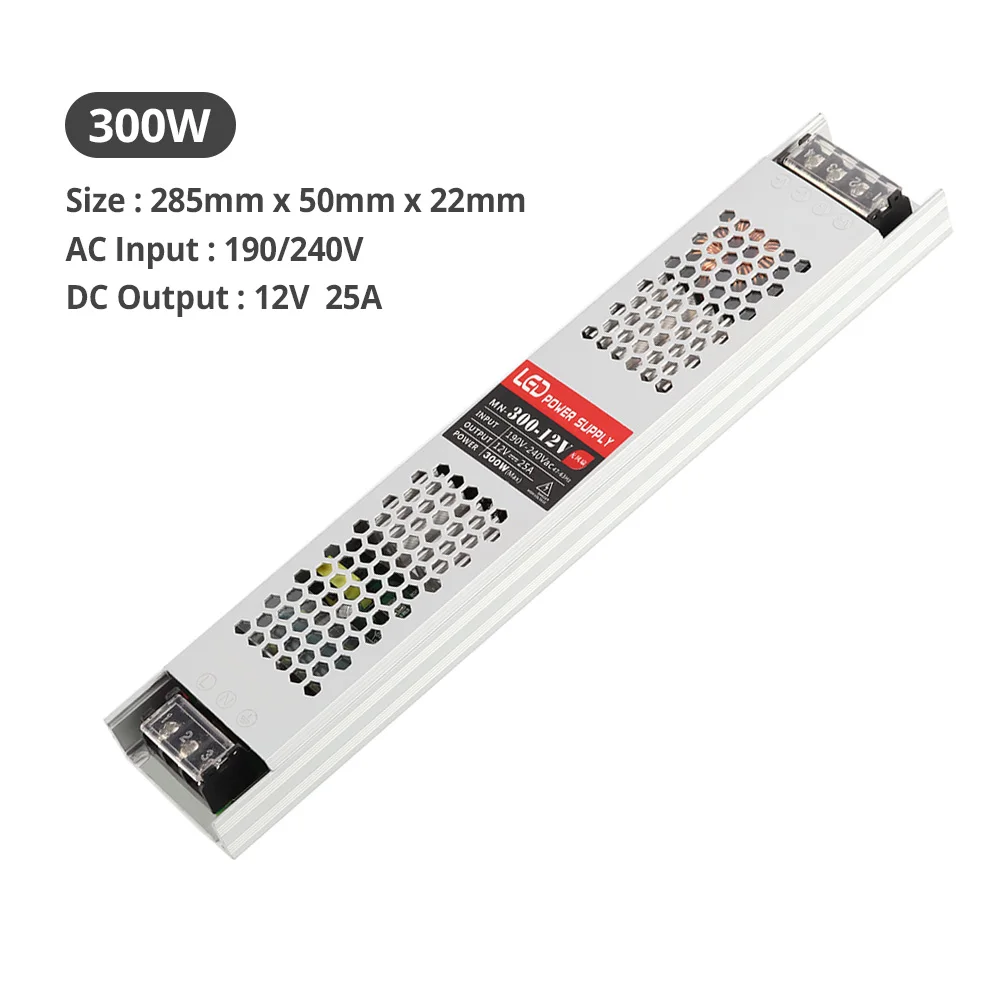 Ультра тонкий светодиодный Питание DC 12 V освещение трансформаторы 60 W 100 150 200 300 AC190
