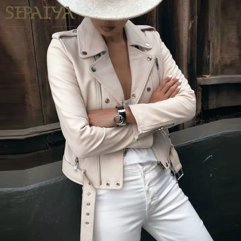 Женская Осенняя куртка из искусственной кожи элегантные белые зимние пальто на