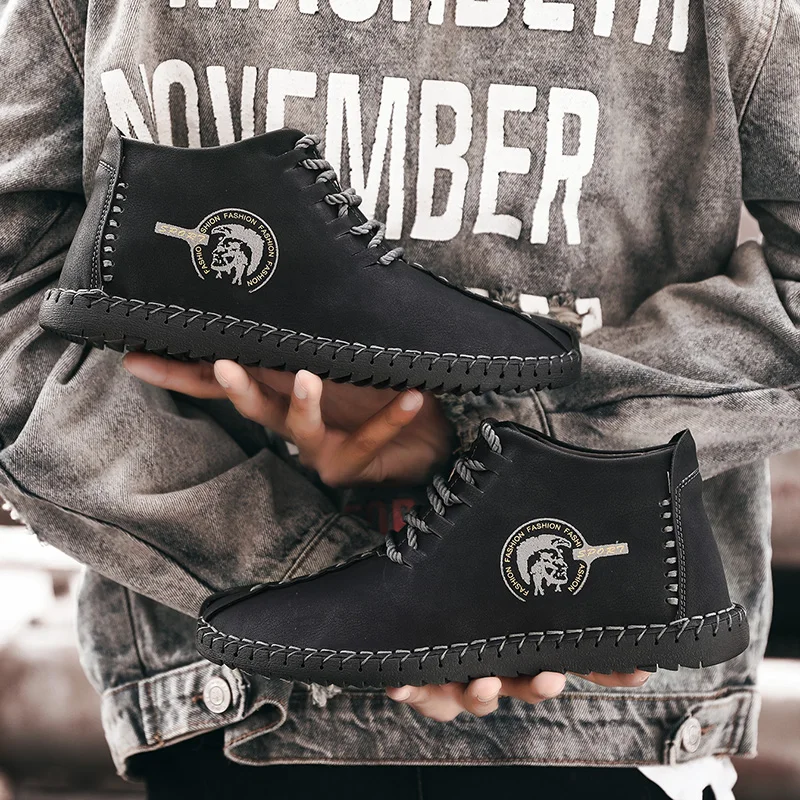 2019 г. Модные мужские ботинки высококачественные зимние ботильоны из спилка