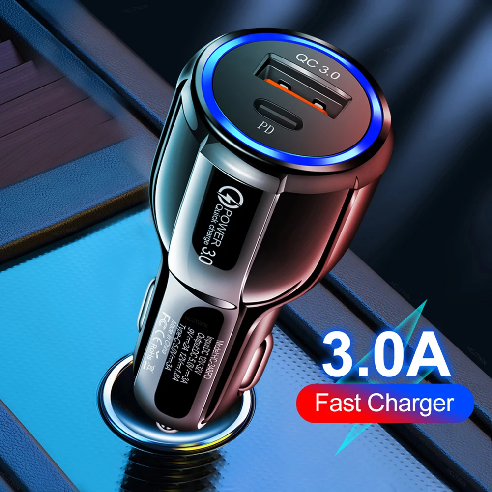 Автомобильное зарядное устройство QC3.0 D Type-C 15 Вт поддержка быстрой зарядки