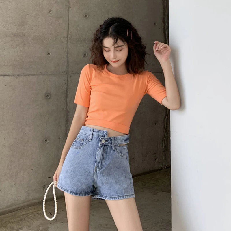 

2020 New Womens Shorts Summer Fashion High Waisted Hollow Out Denim Shorts Female Streetwear Push Up Blue Shorts Jeans