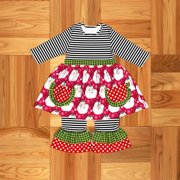 Новый модный Рождественский детский комбинезон одежда с оборками детские