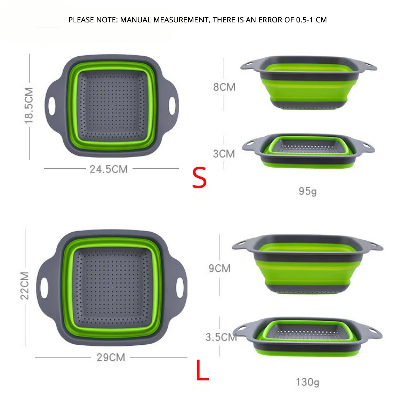 Foldable Fruit Vegetable Washing Basket Strainer Portabl Silicone Colander Collapsible Drainer With Handle Kitchen Tools | Дом и сад