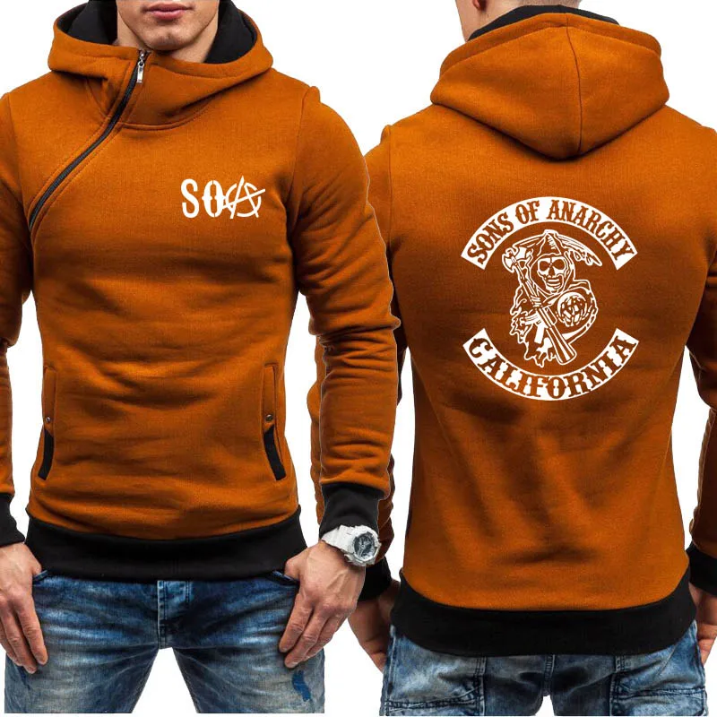 

Spring Autumn Mens Hoodies SOA Sons of Fashion casual Sweatshirt SAMCRO Print pull over Oblique chain Men's pullover