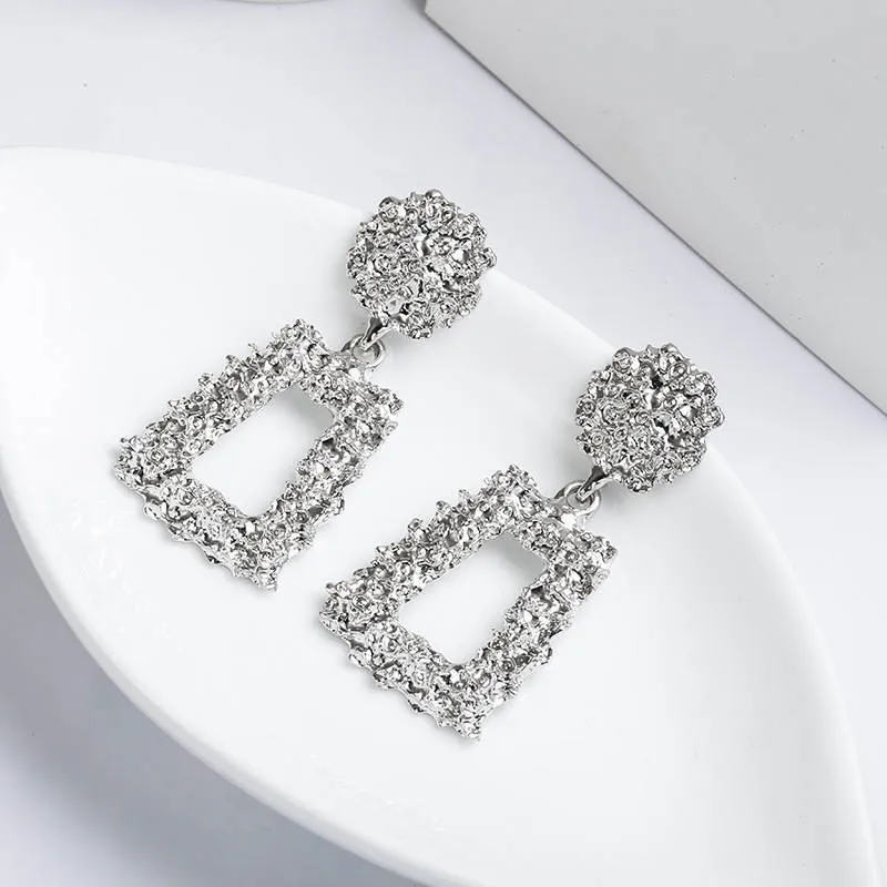 Fashion Statement Earrings Big Geometric Earrings For Women Hanging Drop Earing Women Jewelry Gift - Окраска металла: Silver