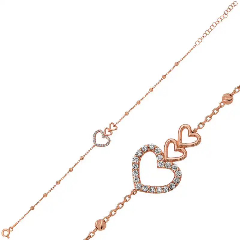 

Серебряный браслет Dorissa с тремя сердечками