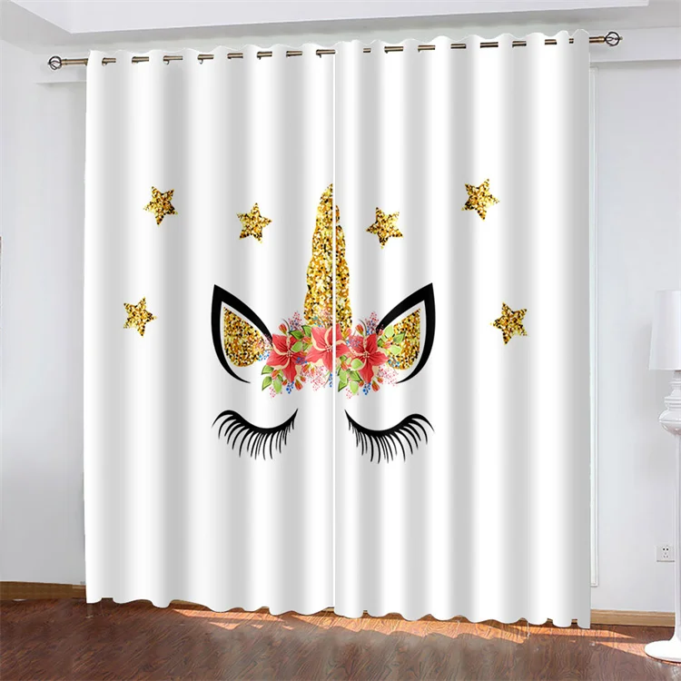

3D Printing Unicorn High Quality Window Curtains Modern Living Room Decoration Curtain for Bedroom Home Decor Blackout Curtains