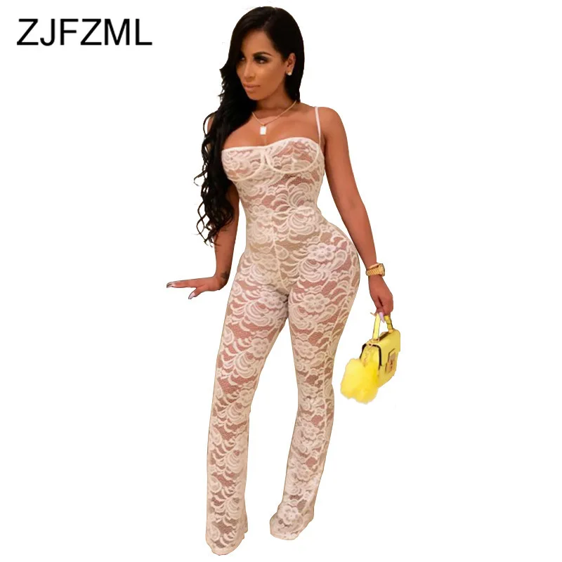 Сексуальный клубный кружевной комбинезон с завязками женский без рукавов