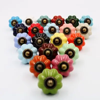 34 мм Тыква Форма дизайн мебели Керамика ручки шкаф тянет ящик шкафа Кухня ручка