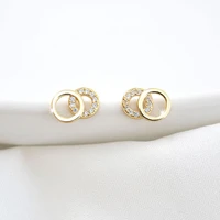 yc3900e s925 silver fashion sweet delicacy 4a zircon geometry circle ear stud girls gift party banquet womens jewelry earrings