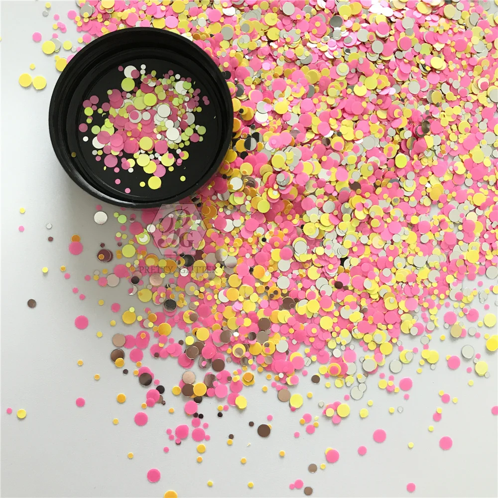 

PrettyG 100g Pack Colorful Round Mixes Metaill Rainbow Matte Glitter for Nails DIY Art Decoration Body Makeup Accessories DM333