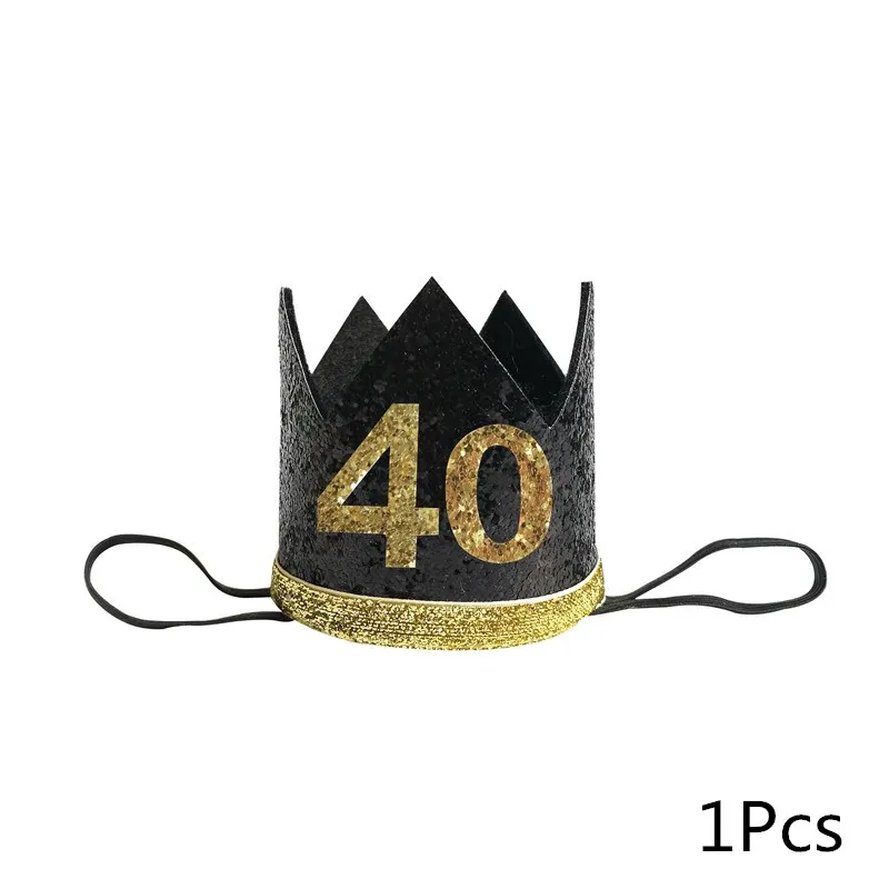 Black 40 Chicinlife 1 шт. 30 40 50 60 Корона повязка Adlut День рождения украшение шляпа День рождения Юбилей поставки - Цвет: Black 40