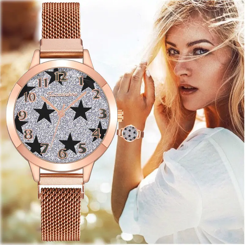 

Fashion Star Sky Women Magnet Clasp Watch Ladies Mesh Band Wristwatches Relogio Feminino