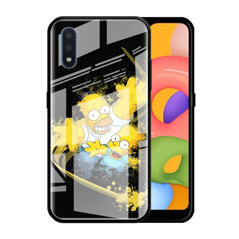 

Case Cover for Samsung Galaxy A21S A51 A71 A70 A50 A30 A20 A10 M31 M51 Tempered Glass Phone Funda Coque Cartoon Homer J. Simpson