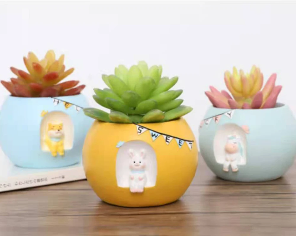 

Succulent Flower Pot Tabletop Decoration Products Creative Resin Small Animals Lovely Personality Nordic Simple Micro Landscape