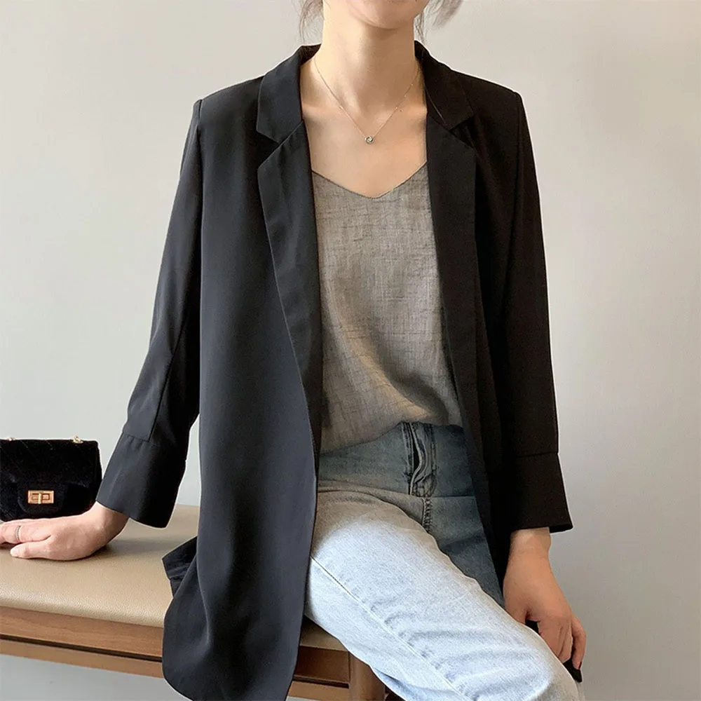 Повседневный Женский блейзер с отложным воротником корейский модный тренд