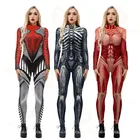 Комбинезон со скелетом для косплея на Хэллоуин, страшный костюм для женщин, страшный необычный день мертвых мамочек, ужас, карнавальвечерние