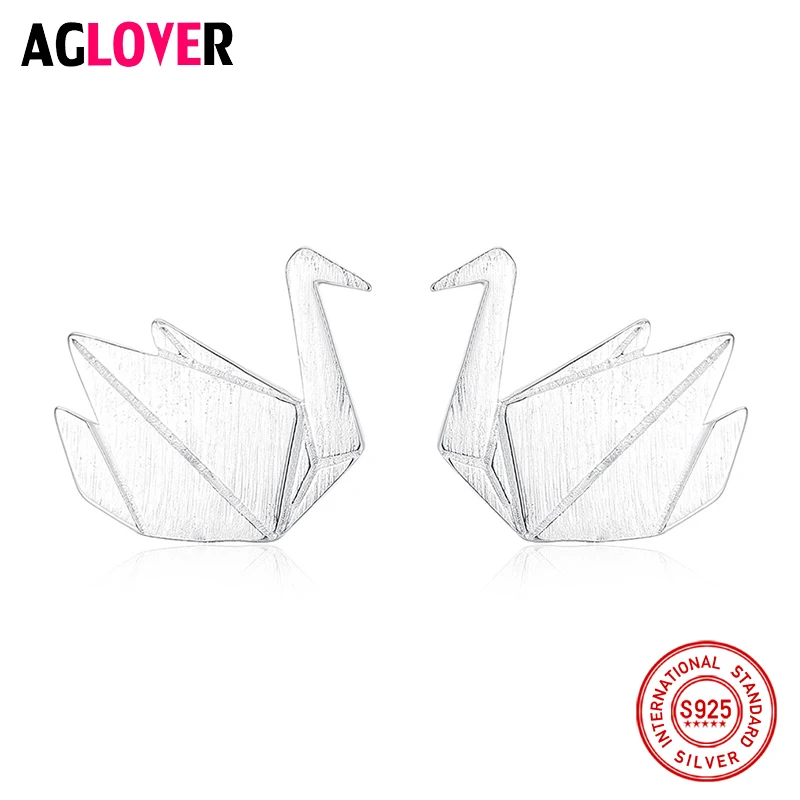 

AGLOVER 2019 New 925 Sterling Silver Stud Earring Girl Heart Origami Crane Earrings For Women Fashion Girls Jewelry Best Gifts