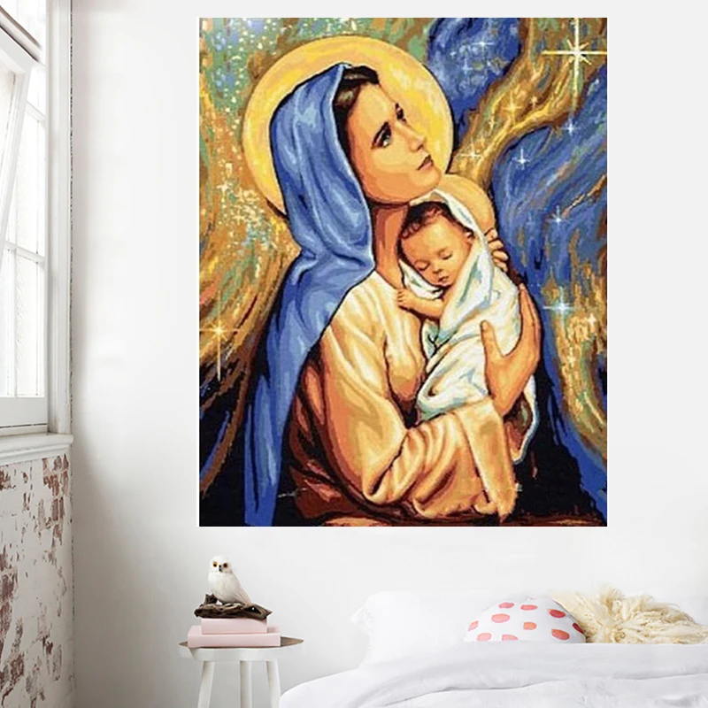 5D сделай сам Мэри и Иконка Иисуса алмазная вышивка игла подарок полностью