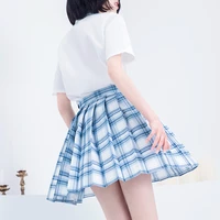 summer womens preppy style plaid skirt high waist school girl uniform lolita pleated skirt a line skirt cosplay kawaii outfit