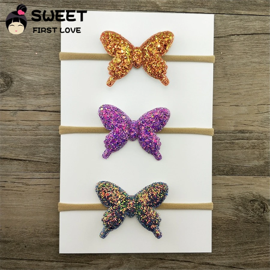 6 шт./лот повязка на голову с бабочкой для новорожденных эластичная резинка