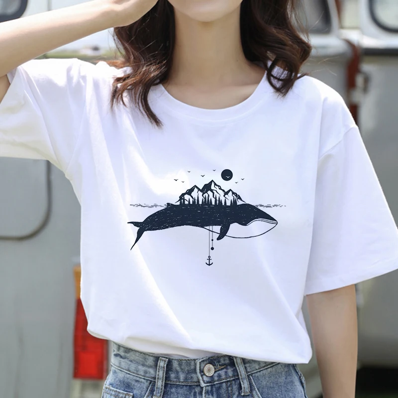 

Summer Korean style T shirt Women Heart Earth t shirt Fashion tshirt female Harajuku Aesthetics Tees Tops