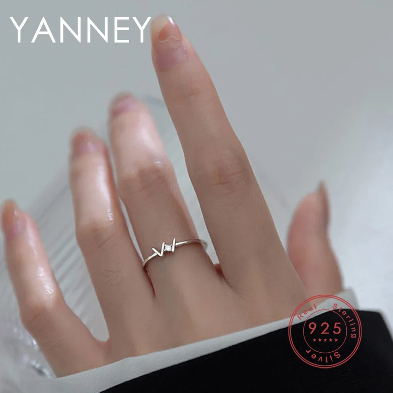 

YANNEY Silver Color 2022 Fashion Woman Letter W Zircon Open Ring Fashion Simple Couple Jewelry Banquet Party Gift