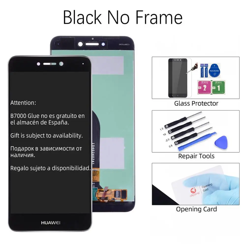 Дисплей для HUAWEI P8 Lite LCD в сборе с тачскрином на рамке 5.2'' черный белый золото синий - Цвет: Black No Frame