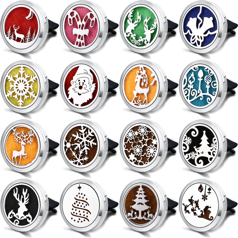 

Christmas Essential Oil Car Diffuser Aromatherapy Stainless Steel Locket with 10pcs Pads