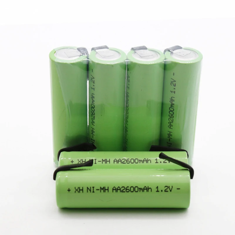 

Ni-Mh 1.2V AA rechargeable battery 2600mah nimh cell Green shell with welding tabs for Philips electric shaver razor toothbrush
