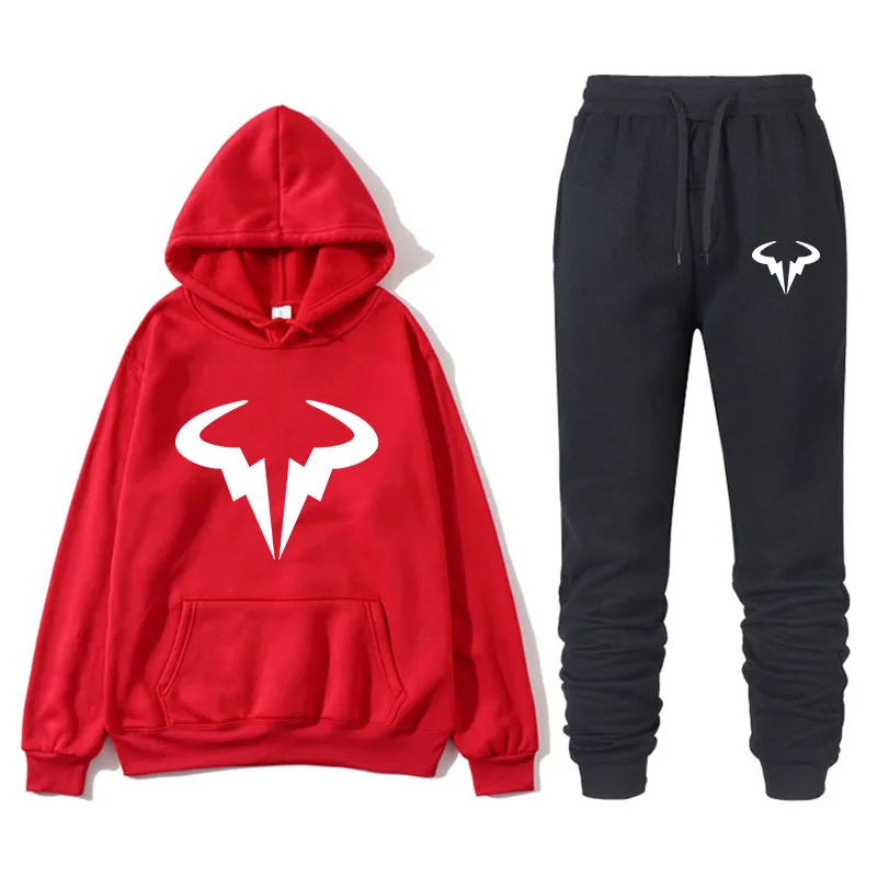 

2021 Casual Parkour Sports Track and Field Clothes Set Hoodie Jacket + Pants Pullover Two-piece Set
