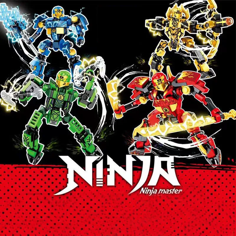 

4 Types Ninja Heavy Mech Armor Mini Model Modular MOC Figures Building Blocks Kids Kit Toys Bricks Doll Gifts For Children Boys