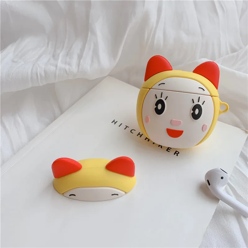 Fviyi милый мультяшный M& M Мягкий силиконовый чехол-кукла для Apple Airpods, чехол, беспроводные Bluetooth игрушечные наушники, чехол