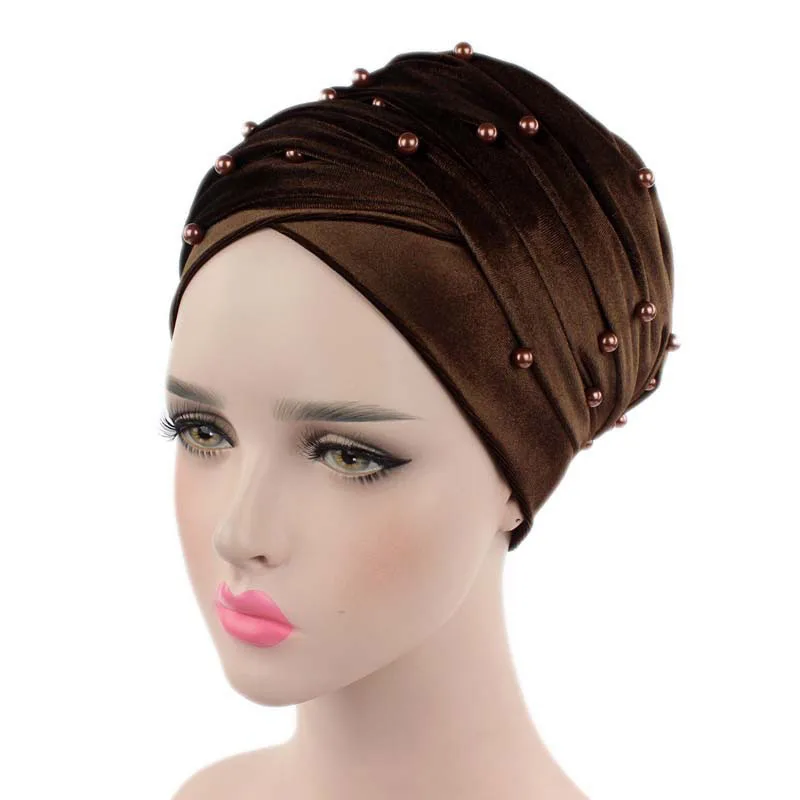 

Scarf Head Wraps Hijab Head Velvet Luxury Woman Velvet Turban Headband Beaded Studded Pearled Extra Long Velvet Turban