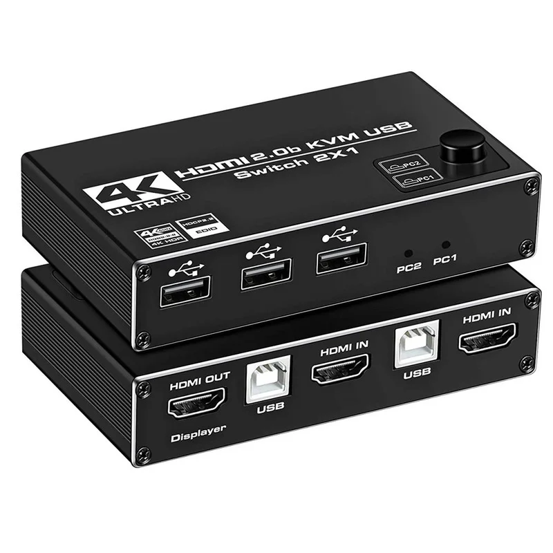 

HDMI-compatible KVM switch USB computer monitor 2 in 1 out keyboard mouse USB share 2 Port HD switch